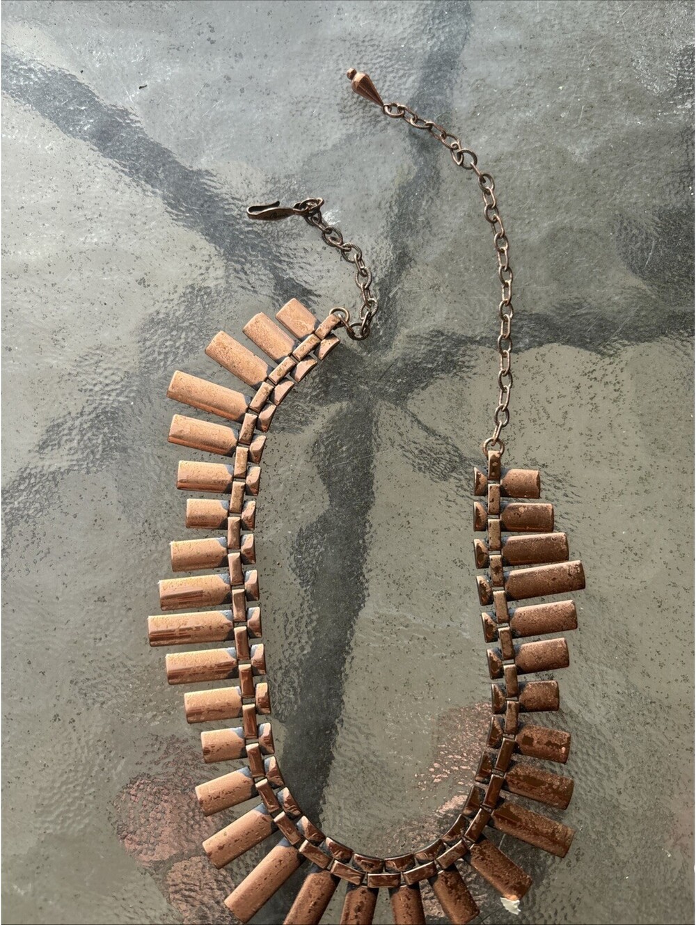 COPPER MATISSE RENOIR FRINGE VINTAGE NECKLACE COSTUME SIGNED